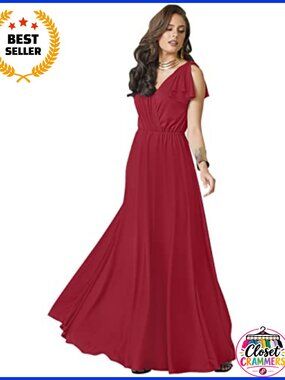 KOH KOH Womens Sleeveless V-Neck Maxi Dress Bridesmaid Formal Gown Tall
